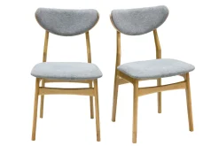 Sale Miliboo Set de 2 sillas nórdicas de tejido efecto aterciopelado texturizado gris jaspeado y madera clara de haya maciza MAYA