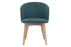 Shop Miliboo Set de 2 sillas nórdicas de tela efecto aterciopelado azul petróleo y madera clara maciza VANITY
