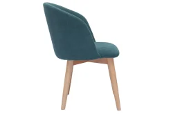 Shop Miliboo Set de 2 sillas nórdicas de tela efecto aterciopelado azul petróleo y madera clara maciza VANITY