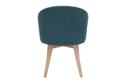 Shop Miliboo Set de 2 sillas nórdicas de tela efecto aterciopelado azul petróleo y madera clara maciza VANITY