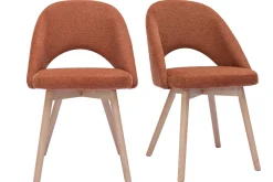 Best Miliboo Set de 2 sillas nórdicas de tejido efecto aterciopelado texturizado terracota y madera clara COSETTE