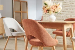 Best Miliboo Set de 2 sillas nórdicas de tejido efecto aterciopelado texturizado terracota y madera clara COSETTE