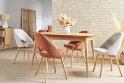 Best Miliboo Set de 2 sillas nórdicas de tejido efecto aterciopelado texturizado terracota y madera clara COSETTE