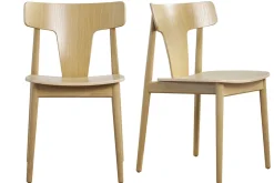 Online Miliboo Set de 2 sillas nórdicas de madera de roble macizo clara LOUISA
