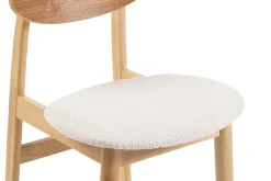 Flash Sale Miliboo Set de 2 sillas nórdicas de madera clara y borreguillo blanco ELION