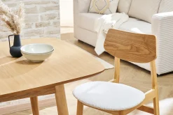 Flash Sale Miliboo Set de 2 sillas nórdicas de madera clara y borreguillo blanco ELION