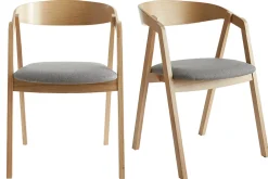 Hot Miliboo Set de 2 sillas nórdicas de madera clara de roble macizo y tela gris LOVA
