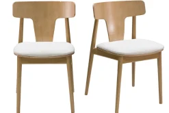 Store Miliboo Set de 2 sillas nórdicas de roble y tejido efecto borreguillo color crudo LOUISA