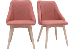 Sale Miliboo Set de 2 sillas nórdicas de tejido efecto aterciopelado texturizado terracota y madera clara HIGGINS