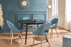 Online Miliboo Set de 2 sillas nórdicas de tela verde grisáceo y madera clara COSETTE