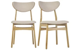 Hot Miliboo Set de 2 sillas nórdicas de tejido borreguillo beige y madera clara de haya maciza MAYA