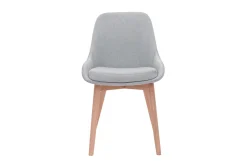 Flash Sale Miliboo Set de 2 sillas nórdicas de tela gris clara y madera clara maciza HOLO