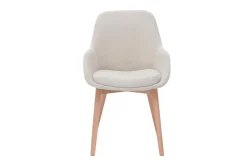 New Miliboo Set de 2 sillas nórdicas de tela efecto aterciopelado beige y madera clara maciza HOLO