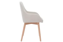 New Miliboo Set de 2 sillas nórdicas de tela efecto aterciopelado beige y madera clara maciza HOLO