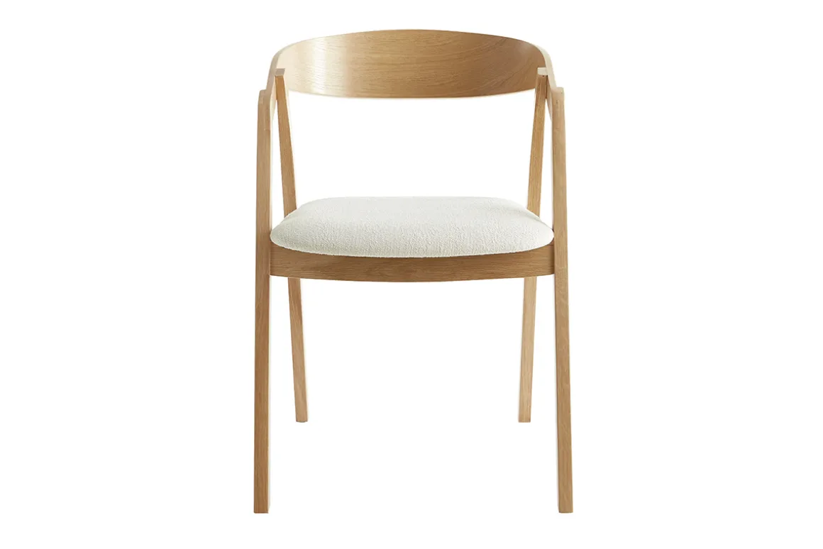Clearance Miliboo Set de 2 sillas nórdicas de roble macizo y tejido efecto borreguillo color crudo LOVA