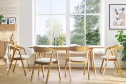 Clearance Miliboo Set de 2 sillas nórdicas de roble macizo y tejido efecto borreguillo color crudo LOVA