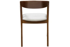 Shop Miliboo Set de 2 sillas vintage apilables de madera maciza teñida de nogal y borreguillo blanco LOVA