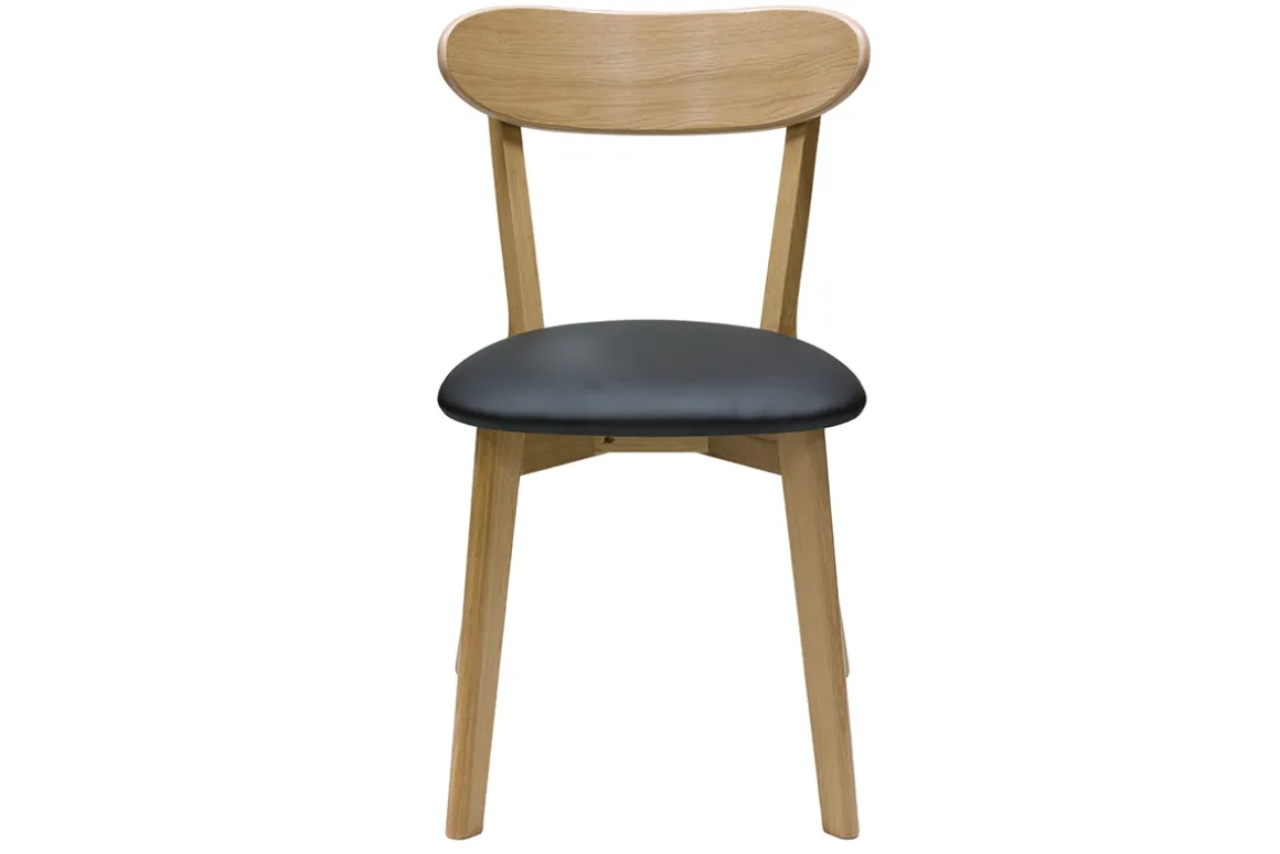 Discount Miliboo Set de 2 sillas vintage de madera de roble claro y negro DOVE