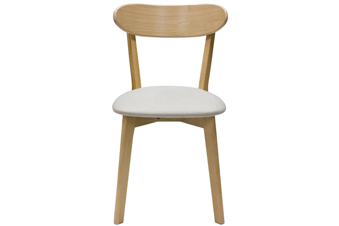 Best Sale Miliboo Set de 2 sillas vintage de madera de roble claro y tela beige DOVE