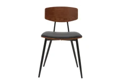 Sale Miliboo Set de 2 sillas vintage de madera de nogal oscuro con asiento negro y metal negro JOLINE