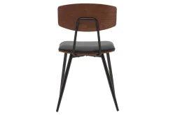 Sale Miliboo Set de 2 sillas vintage de madera de nogal oscuro con asiento negro y metal negro JOLINE