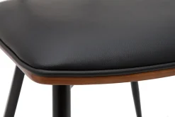 Sale Miliboo Set de 2 sillas vintage de madera de nogal oscuro con asiento negro y metal negro JOLINE