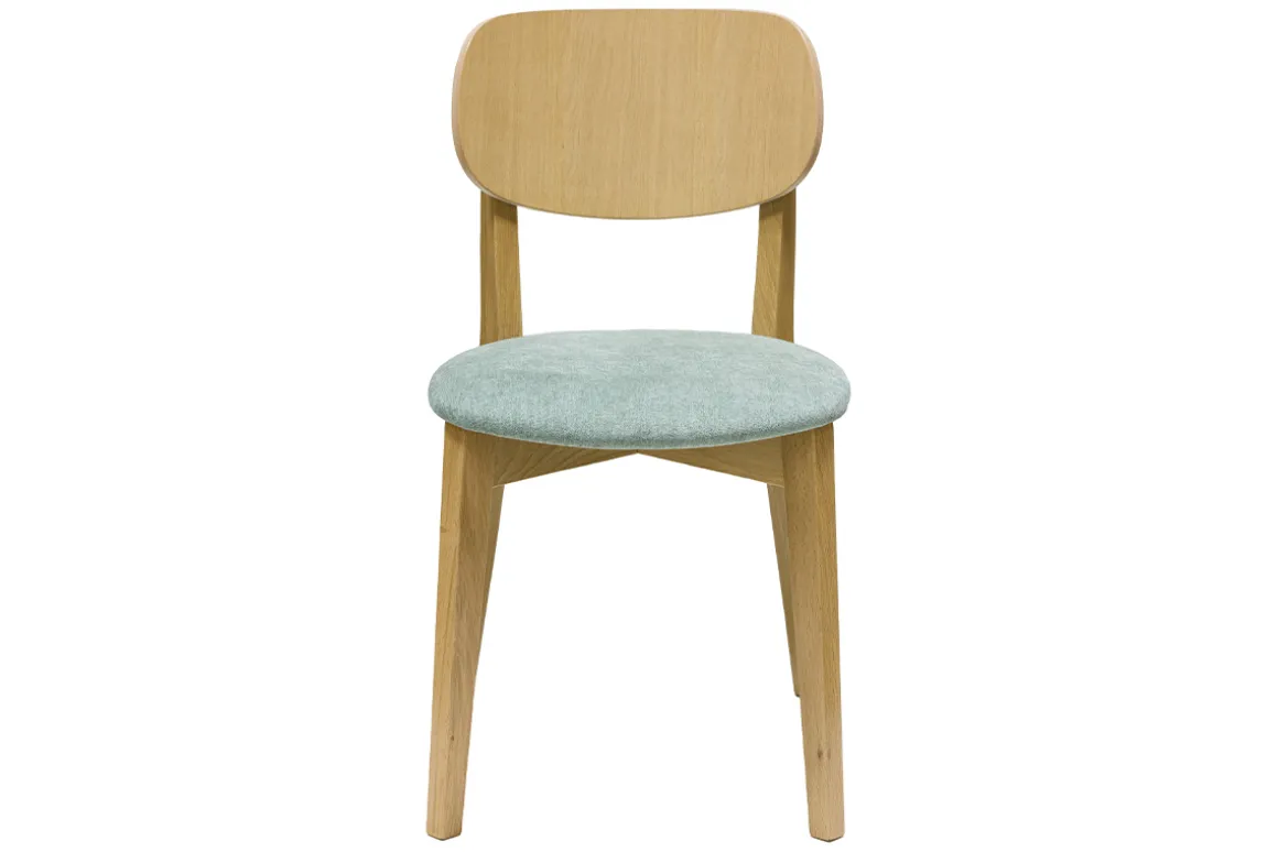 Flash Sale Miliboo Set de 2 sillas vintage de madera de roble claro y tela efecto aterciopelado verde celadón LUCIA