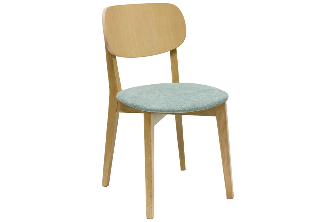 Flash Sale Miliboo Set de 2 sillas vintage de madera de roble claro y tela efecto aterciopelado verde celadón LUCIA