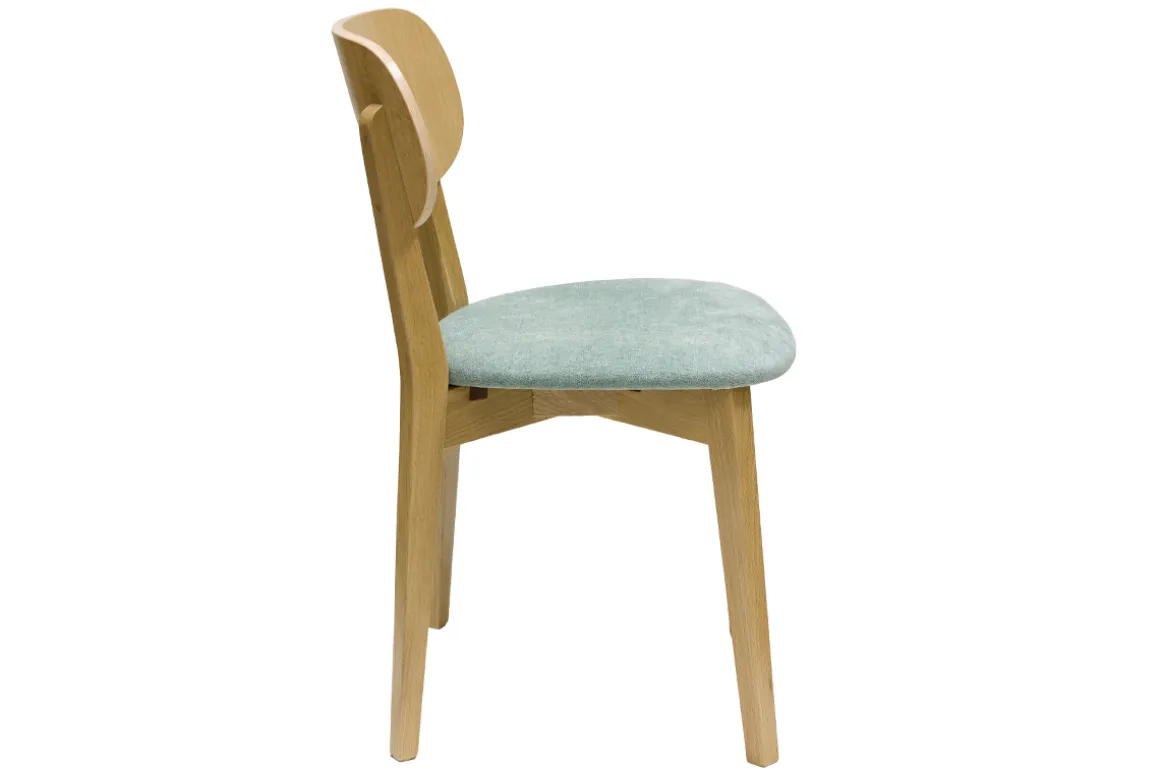 Flash Sale Miliboo Set de 2 sillas vintage de madera de roble claro y tela efecto aterciopelado verde celadón LUCIA