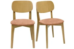 Outlet Miliboo Set de 2 sillas vintage de madera de roble claro y tela efecto aterciopelado terracota LUCIA