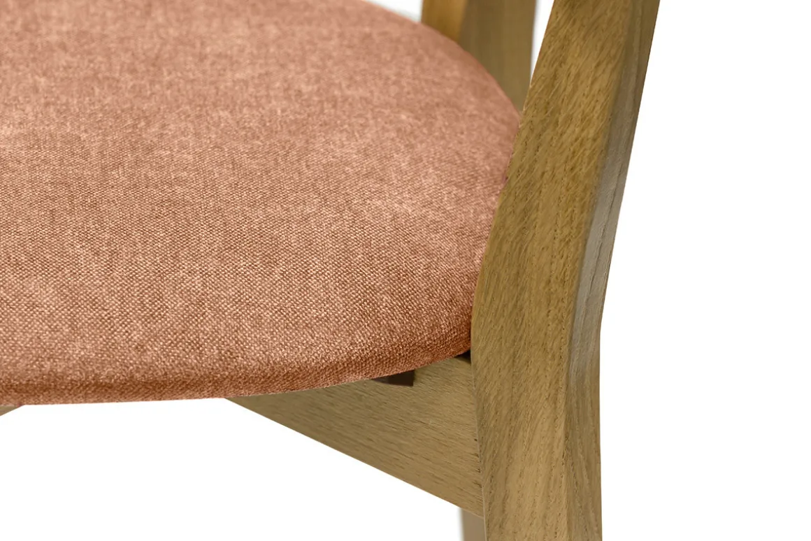 Outlet Miliboo Set de 2 sillas vintage de madera de roble claro y tela efecto aterciopelado terracota LUCIA