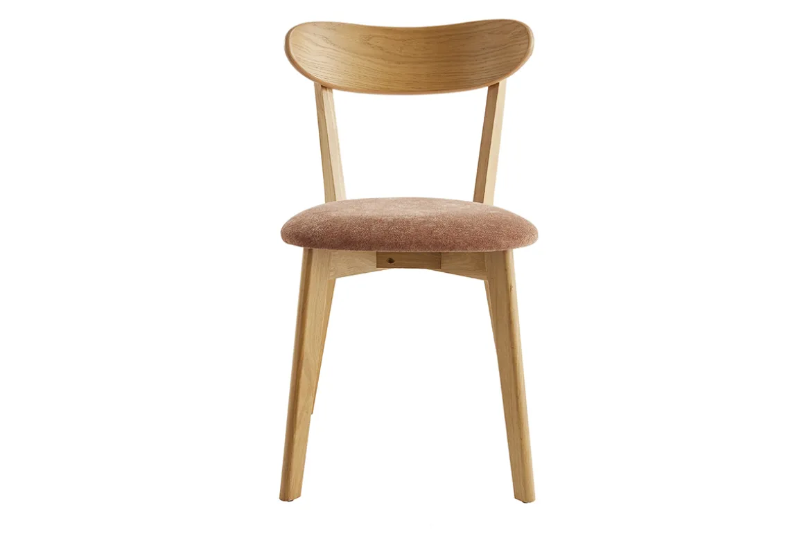 Best Miliboo Set de 2 sillas vintage de madera de roble claro y tela efecto aterciopelado texturizado DOVE