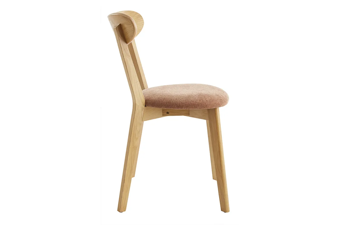 Best Miliboo Set de 2 sillas vintage de madera de roble claro y tela efecto aterciopelado texturizado DOVE
