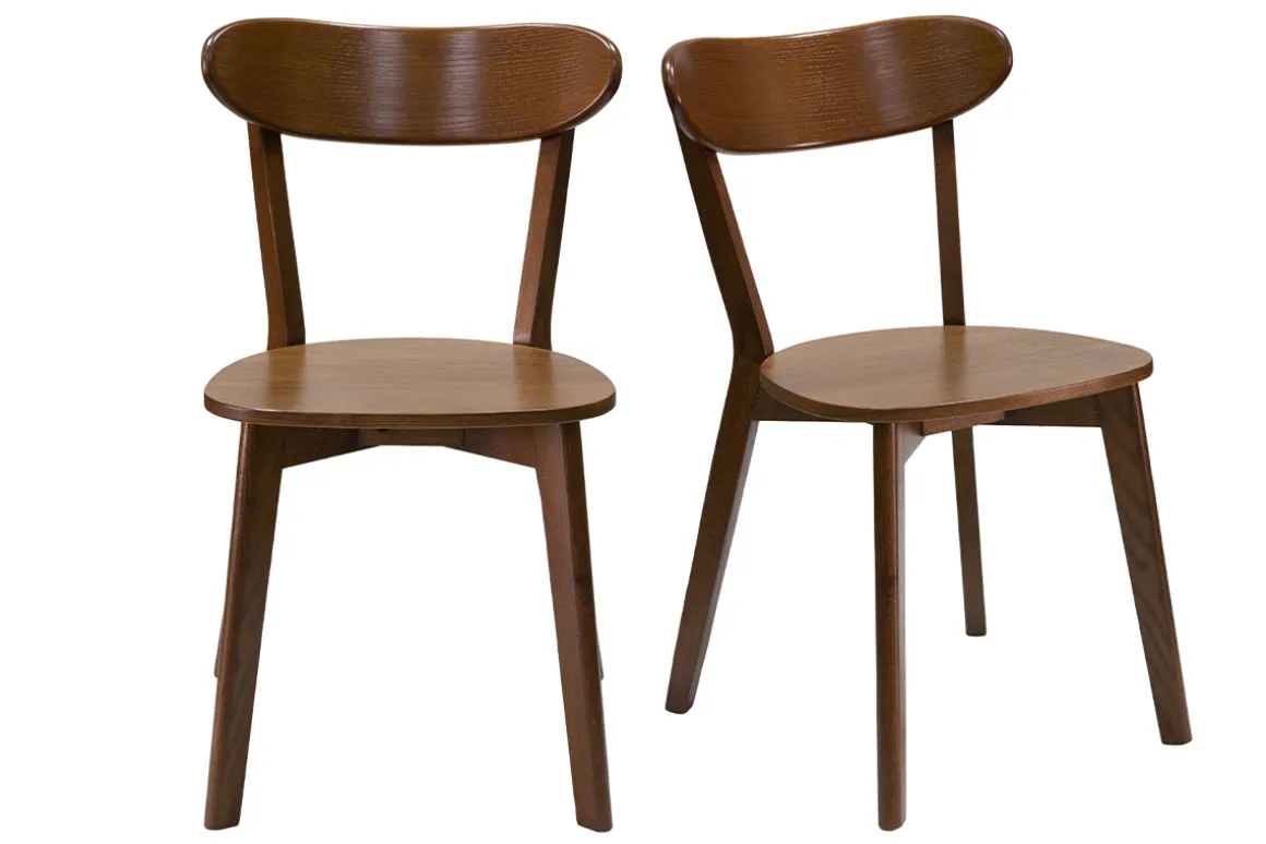 Fashion Miliboo Set de 2 sillas vintage de madera oscura DOVE