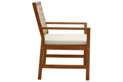 Online Miliboo Set de 2 sillones de jardín de madera maciza con cojín blanco y cinchas beige SANTANA