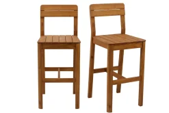 New Miliboo Set de 2 taburetes altos de jardín de madera maciza 80 cm AKIS