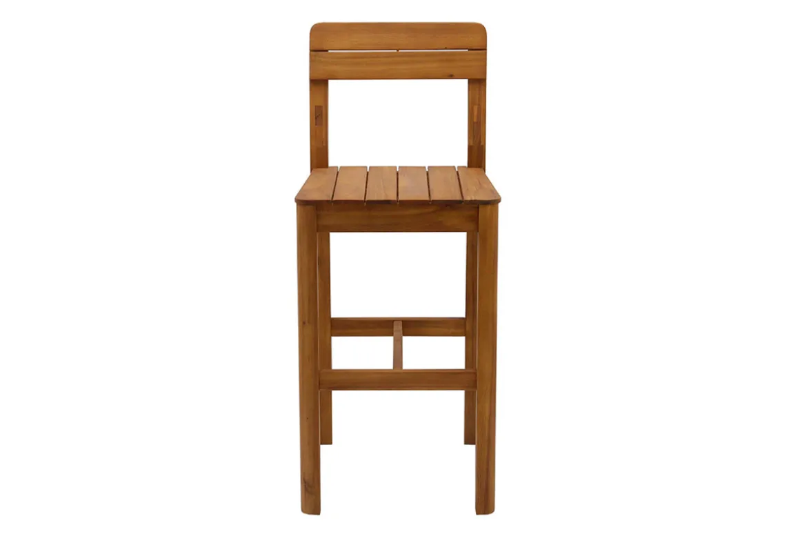 New Miliboo Set de 2 taburetes altos de jardín de madera maciza 80 cm AKIS
