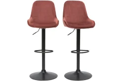 Fashion Miliboo Set de 2 taburetes de cocina de diseño regulables terciopelo terracota HOLO