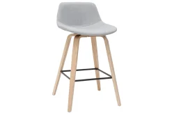Store Miliboo Set de 2 taburetes de cocina nórdicos gris claro y madera 65 cm NONIE