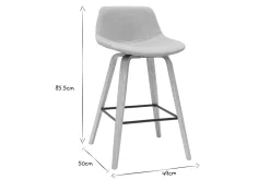 Store Miliboo Set de 2 taburetes de cocina nórdicos gris claro y madera 65 cm NONIE