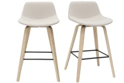 Sale Miliboo Set de 2 taburetes de cocina nórdicos beige y madera clara 65 cm NONIE