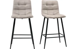 Best Sale Miliboo Set de 2 taburetes de cocina de diseño de terciopelo topo 65 cm MAXWELL