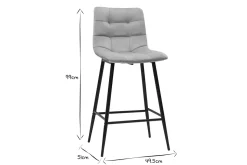 Best Sale Miliboo Set de 2 taburetes de cocina de diseño de terciopelo topo 65 cm MAXWELL