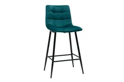 Outlet Miliboo Set de 2 taburetes de cocina de diseño de terciopelo azul petróleo 65 cm MAXWELL