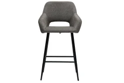 Outlet Miliboo Set de 2 taburetes de cocina efecto aterciopelado texturizado gris y metal 65 cm LAURETTE