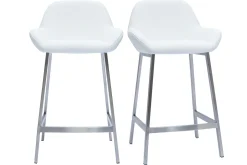 New Miliboo Set de 2 taburetes de cocina de diseño blancos con pie de metal RINGER
