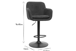 Outlet Miliboo Set de 2 taburetes de cocina regulables efecto aterciopelado gris oscuro AMIKA