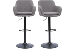 Best Sale Miliboo Set de 2 taburetes de cocina ajustables efecto terciopelo gris claro AMIKA