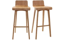 New Miliboo Set de 2 taburetes de cocina nórdicos de madera clara 75 cm BALTIK