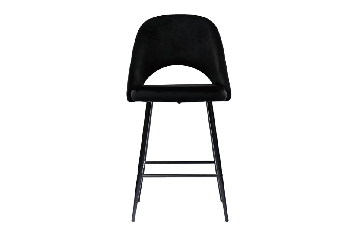 Clearance Miliboo Set de 2 taburetes de cocina de terciopelo negro y metal 65 cm COSETTE